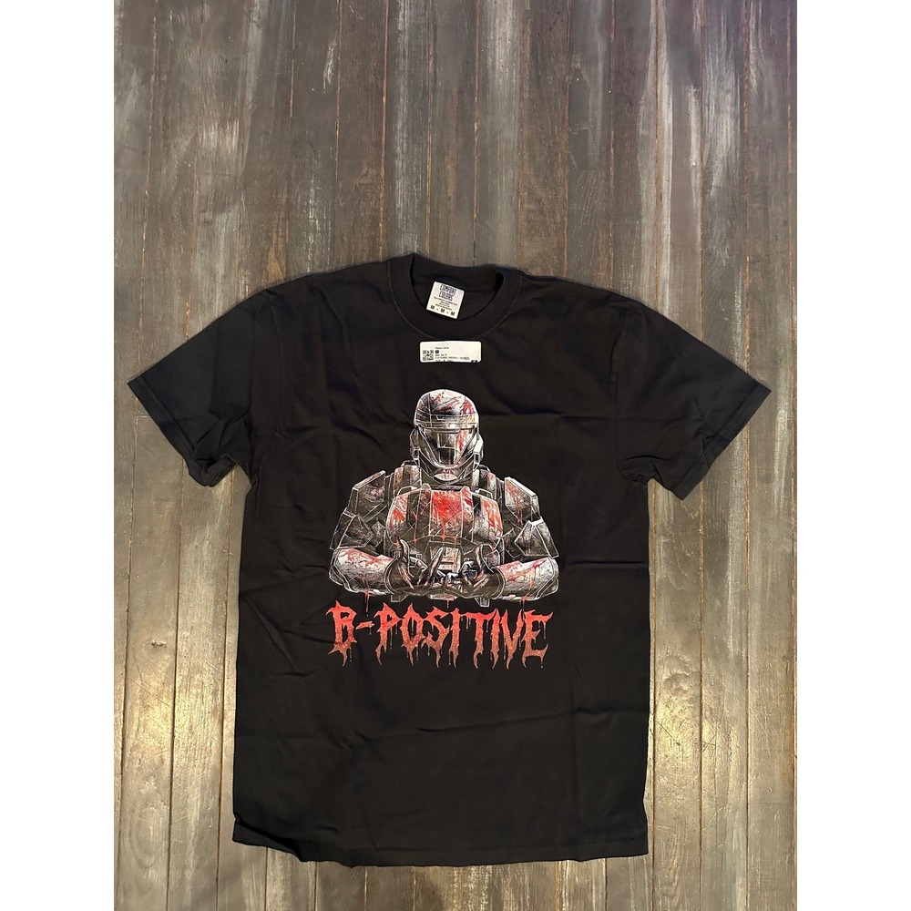 Comfort Colors B-Positive Armored Soldier Graphic T-Shirt Mens Black Size M